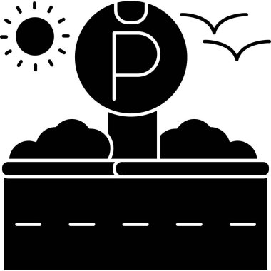 Güneşli yolun minimalist vektör simgesi