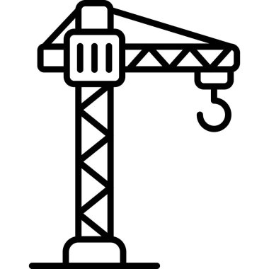 Vinç inşaat endüstrisi simgesi ana hatları biçiminde