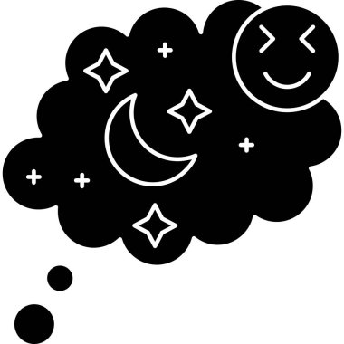 Ay 'ın vektör simgesi, yıldızlar ve bulutlar, yıldızlar