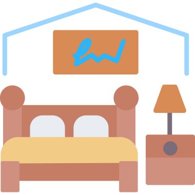 Ev yatağı ikonu. Web için yatak odası iç vektör simgelerinin basit illüstrasyonu