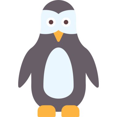 Sevimli penguen ikonu. Basit tasarım. vektör illüstrasyonu.