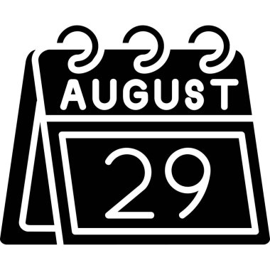 Ağustos 28 - Düz stil takvim simgesi