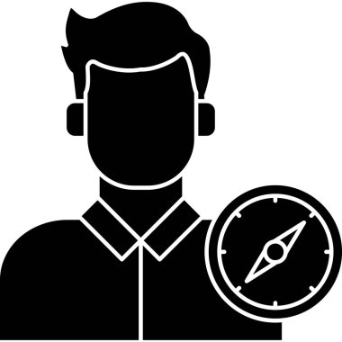 Pusula vektör çizimi olan bir iş adamı