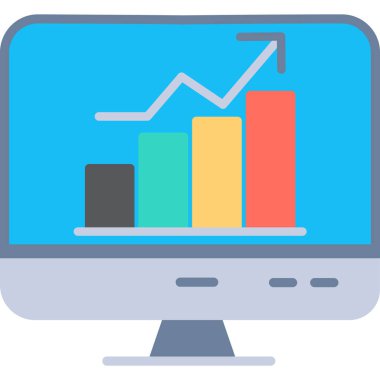 grafik simgesi olan bilgisayar ekranı, basit vektör illüstrasyonu