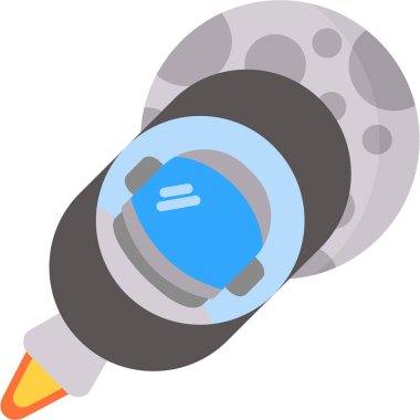 Beyaz arka planda izole edilmiş düz stil bir roket simgesi. uzay sembolü çizimi.