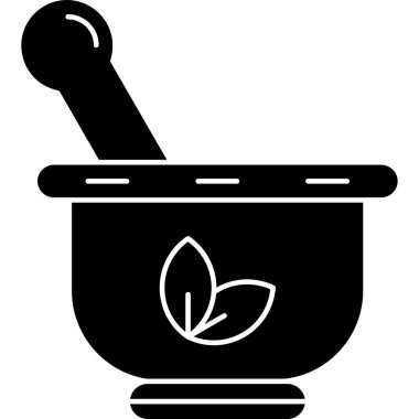 Kabuklu harç ve yaprak simgesi, basit tasarım