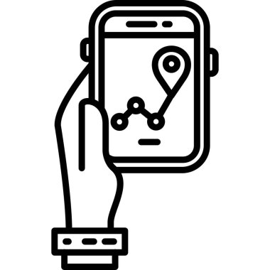 Harita yön bulma simgesi ana hatları vektörü. GPS konumu. navigasyon konumu