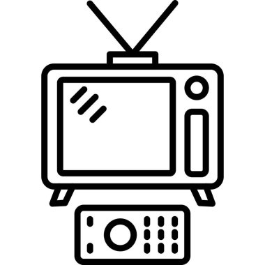 Televizyon ikonu vektörü. Beyaz arkaplanda izole edilmiş televizyon için özet vektör işareti