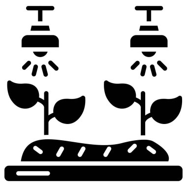 Bir saksı simgesinde büyüyen bitki, vektör illüstrasyonu