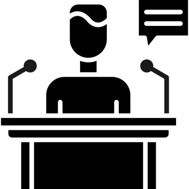 Konferans konuşmacısı simgesi, basit vektör illüstrasyonu
