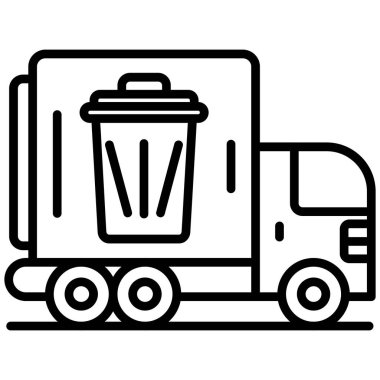 Çöp kamyonu çöp hattı simgesi, vektör illüstrasyonu