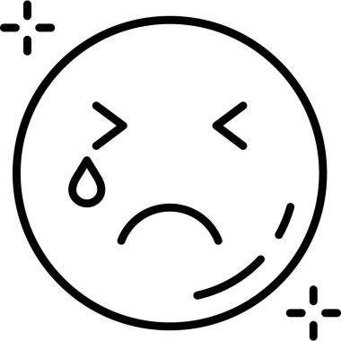 Ağlayan yüz simgesi simgesi ana hat biçiminde
