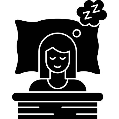 Kadın yatak ikonunda uyuyor, basit bir tarz.