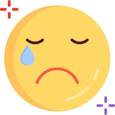 Gözyaşlarıyla hüzünlü ifade. Üzgün ağlayan ifade, ağlayan ifade. vektör illüstrasyonu