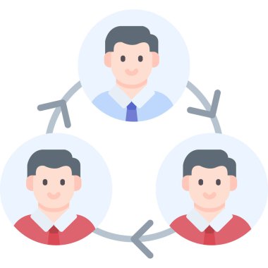 Takım çalışması düz simgesi, kadın ve erkek vektör