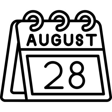 Takvim Ağustos simgesi, vektör illüstrasyonu