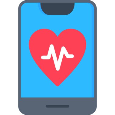 Kalp atış ikonlu akıllı telefon. düz vektör çizimi beyaz arkaplanda izole edildi.