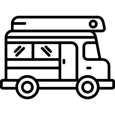 Van ikon vektörü. Ana hatlı vektör çizimi. minibüs izole