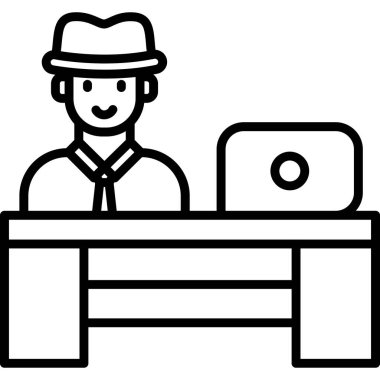 Şapka simgesi olan adam, vektör illüstrasyonu