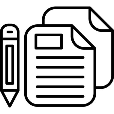 Kalem ikonlu kağıt. beyaz üzerinde izole edilmiş web tasarımı için kağıt sayfa vektör simgesi