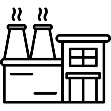 Fabrika fabrikası sanayi simgesi ana hatlarıyla