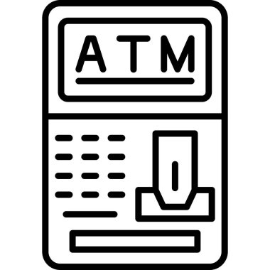 atm vektörü ince çizgi simgesi