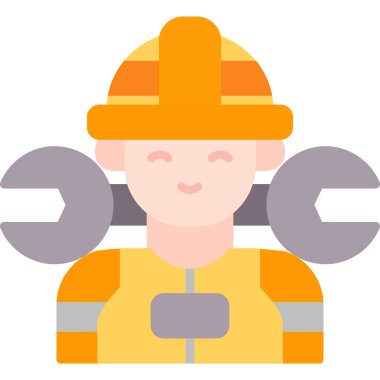 Kadın avatar işçi simgesi düz stil