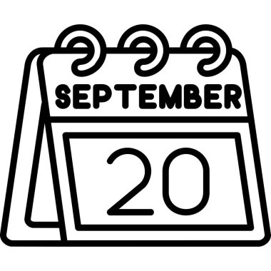 Simge tasarımının 20 Eylül tarihli takvimi, vektör illüstrasyonu