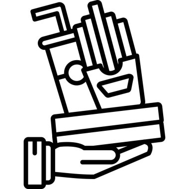 Bir sigara ikonunu tutan el. Beyaz arkaplanda izole edilmiş web tasarımı için bir sigara vektör simgesi tutan el çizgisi