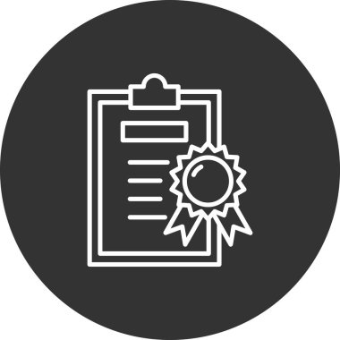 Sertifika glyph simgesi, vektör illüstrasyonu