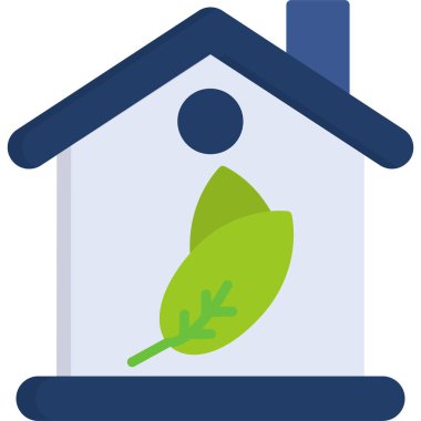 Yaprak simgesi olan ev, vektör illüstrasyonu