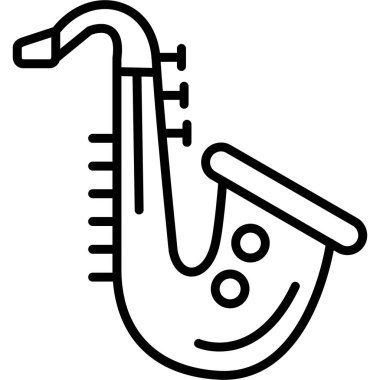 müzik enstrümanı saksafon ikonu. Beyaz arkaplanda izole edilmiş web tasarımı için müzikal saksafon vektör resimleme simgesi