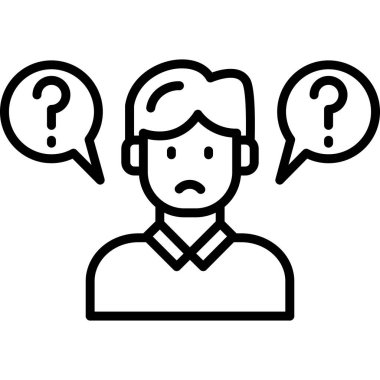 Soru çizgisi simgesi, konsept çizimi, dış hat sembolü, vektör işareti, doğrusal sembol.