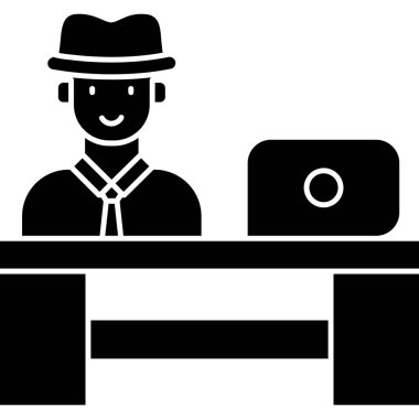 Dizüstü bilgisayarı olan bir adamın vektör çizimi