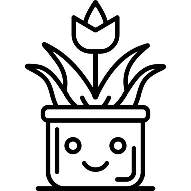 saksıda bitki, vektör illüstrasyonu