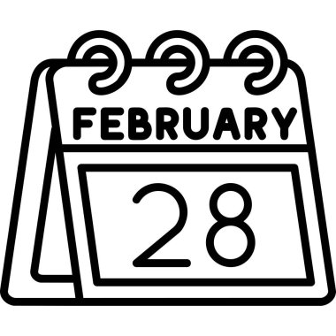 Basit tasarım, satır biçimi olan tek bir takvim simgesinde 24 Şubat