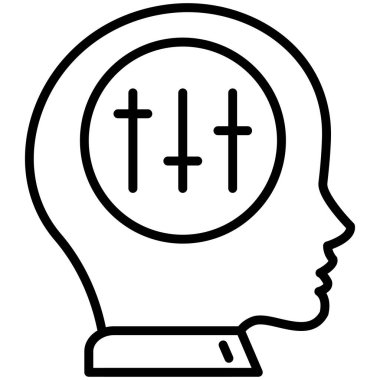 Beyni olan bir kafa. Web simgesi basit illüstrasyon