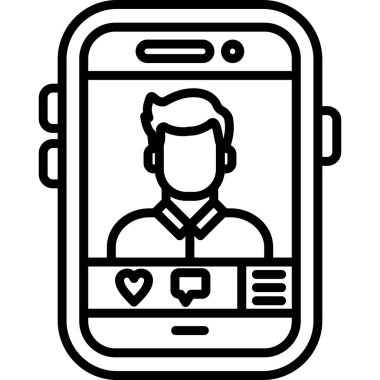 Akıllı telefonlu adam, kalp ikonu vektörlü telefon.