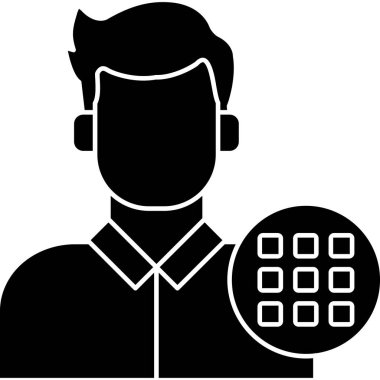 Hesap makinesi simgesi, vektör illüstrasyonu olan iş adamı