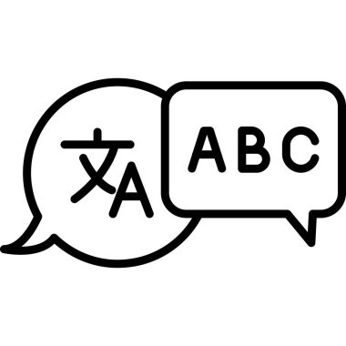 Metin sembollü konuşma balonu. çizgi simgesi, ana hatlı vektör tasarımı, doğrusal tasarım tasarımı ve web işareti