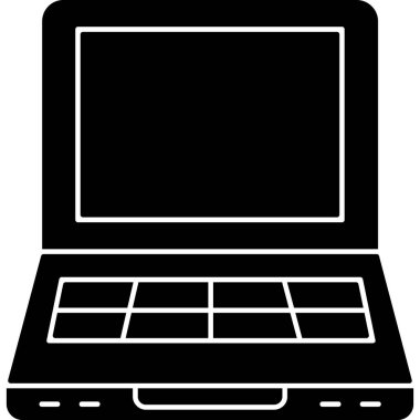 Elektronik aygıt simgesi olan dizüstü bilgisayar, vektör illüstrasyonu