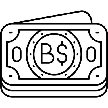 Cüzdan parası ikonu. Beyaz arkaplanda izole edilmiş web tasarımı için Cüzdan para vektör simgesi taslağı