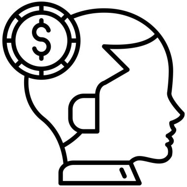 Para ve dolar ikonlu insan kafası.