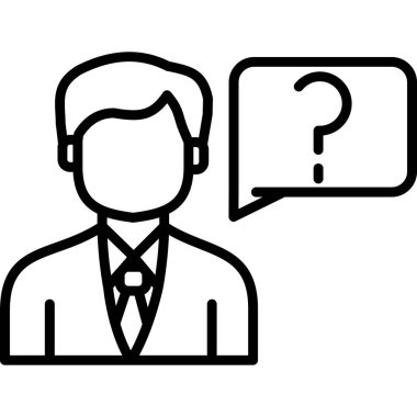 Soru işareti simgesine sahip iş adamı, satır biçimi