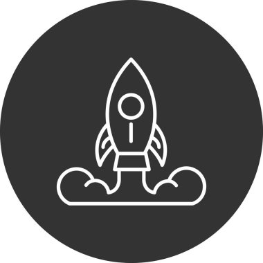 Roket simgesi soyut bir grupta izole edildi