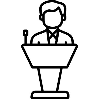 Konferans konuşmacısı ikonu. Beyaz arkaplanda izole edilmiş web tasarımı için özet konferans konuşmacısı simgesi