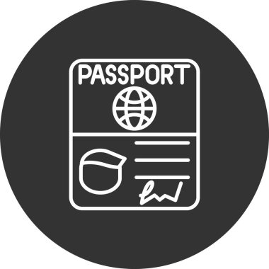 Pasaport simgesi. Web için pasaport vektör simgelerinin özet çizimi