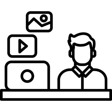 video konferans simgesi, vektör illüstrasyonu