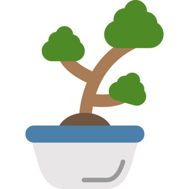 çömlek simgesinde bir ağaç, vektör illüstrasyonu, düz tasarım