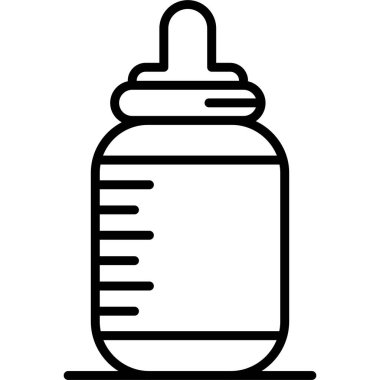 Bebek şişesi ikonu. Beyaz arkaplanda izole edilmiş web tasarımı için ana hatlı bebek şişe vektör simgesi